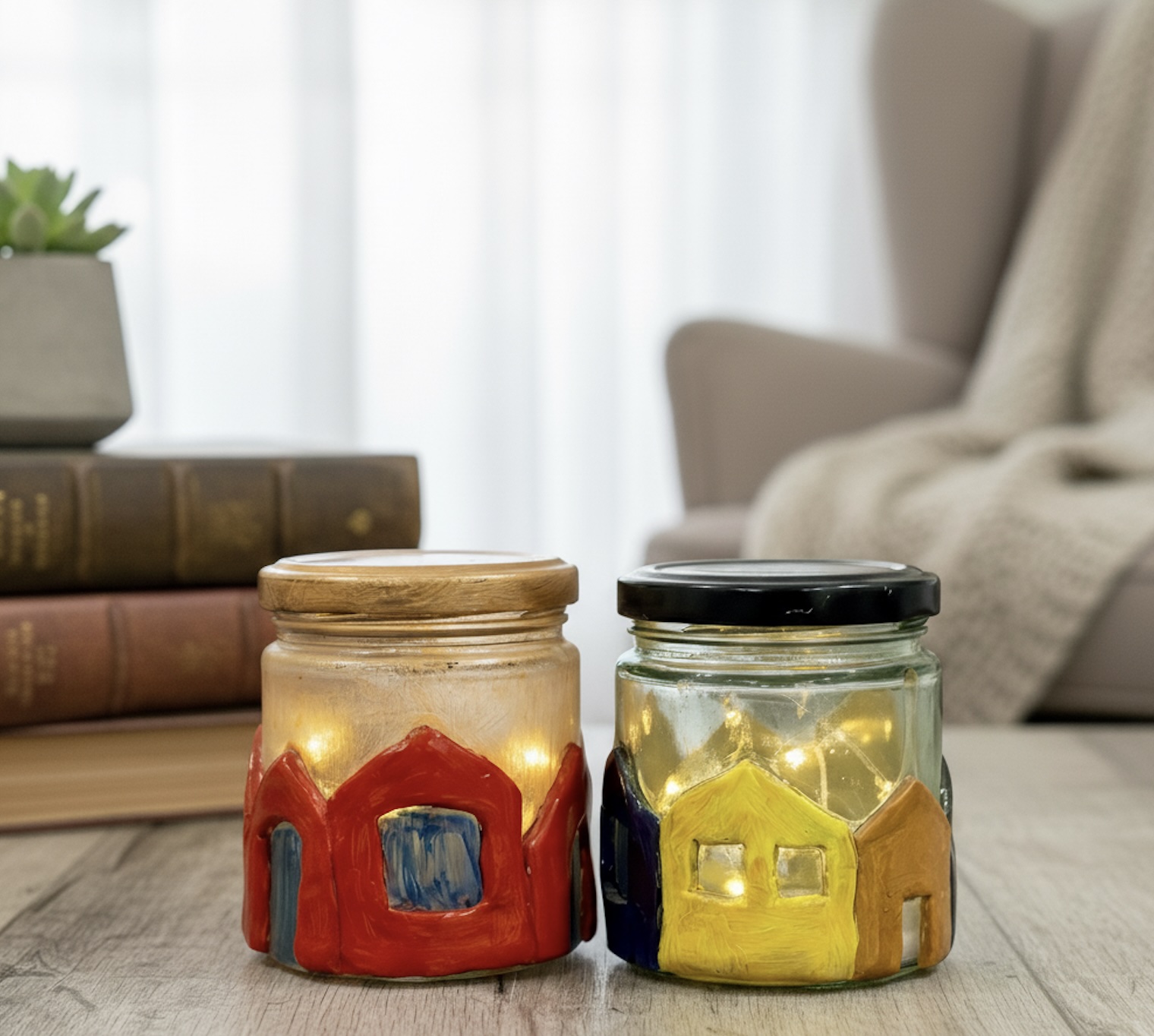 Home 6 bottle art with clay