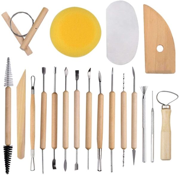 Professional Pottery Clay Modeling Tools Kit – 19-Piece Set for Clay Sculpting, Shaping & Fine Detailing